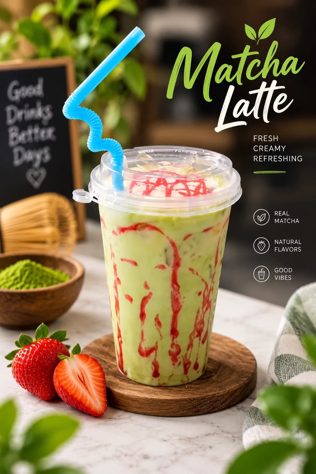 Strawberry Ice Matcha Latte