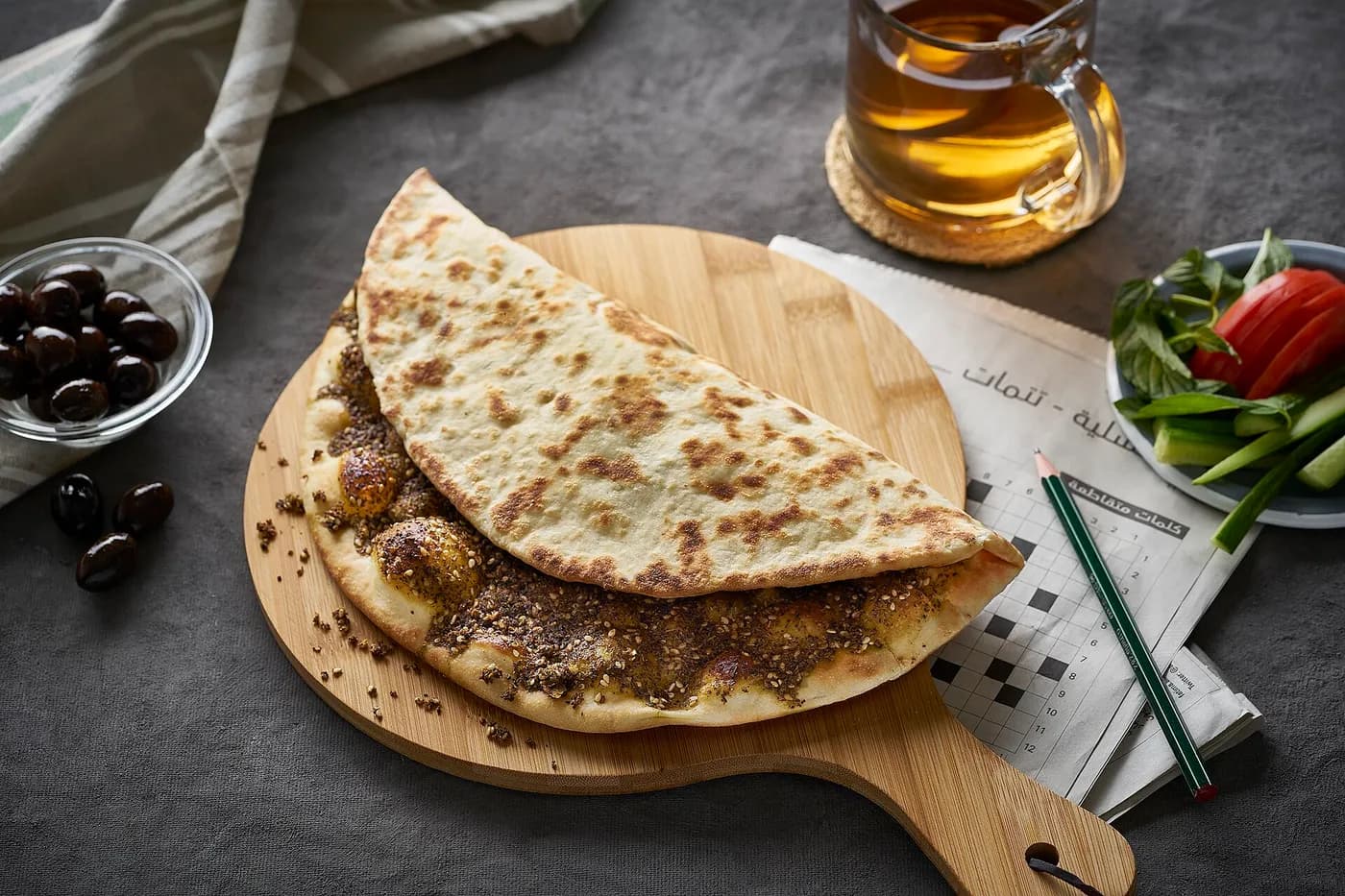 Traditional Lebanese zaatar manoushe