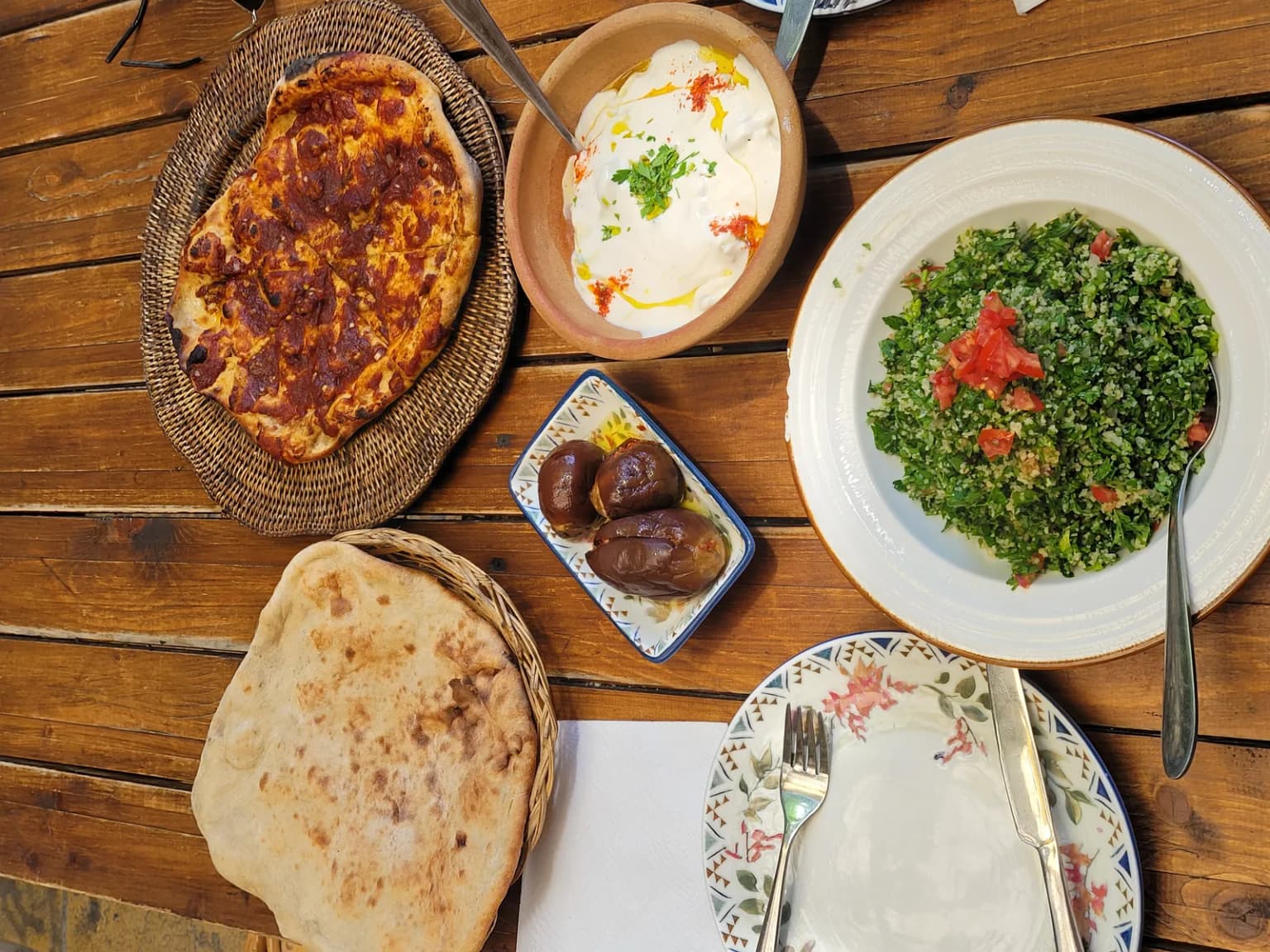 Traditional Palestinian food served for a shared family meal