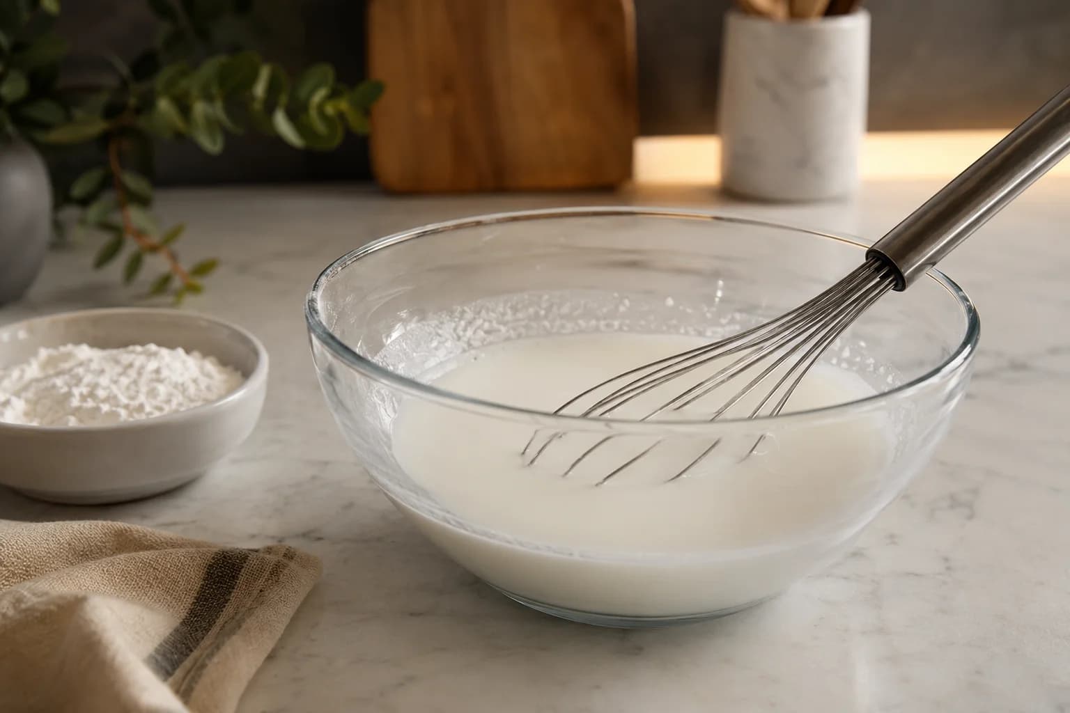 Cornstarch mixed with 3 tablespoons cold water in a small bowl to form a smooth slurry.